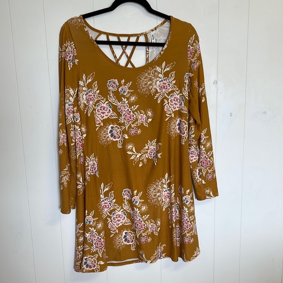 Mudd Dresses Juniors M Floral Mustard Color Dress Poshmark